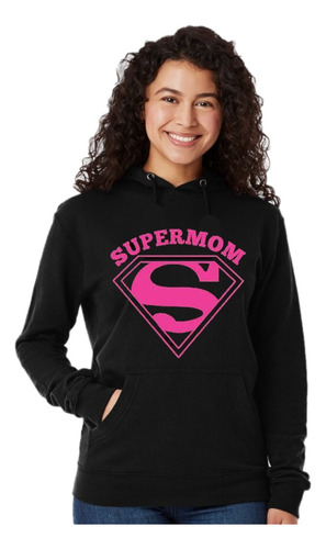 Super Mama - Buzo Negro - Hoodie - Canguro Unisex - Capucha