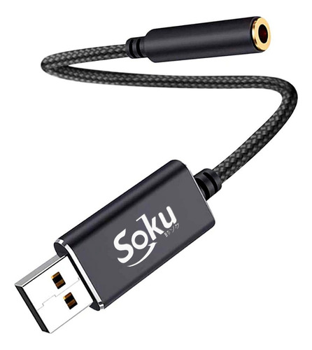 Adaptador Usb A 3.5mm Jack Hembra Con Tarjeta Sonido Externa Color Negro