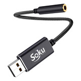 Adaptador Usb A 3.5mm Jack Hembra Con Tarjeta Sonido Externa Color Negro