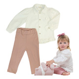 Conjunto Infantil Menina Camisete E Legging Confortável Rosa