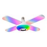 Lâmpada Rgb Caixa Som Bluetooth Forma Ventilador