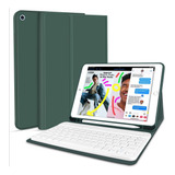 Funda Verde Soporte Teclado Blanco Para iPad 7/8/9 10.2 