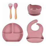 Kit De Comida Para Bebés, Plato, Babero, Tenedor Y Cuchara D