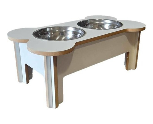 Comedero Bebedero Doble Gato Perro Madera Plato Elevado 25cm