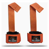 Strap Profissional Com Munhequeira Musculação Cross Academia Cor Laranja