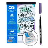 Kit Lettering Iniciante Brush Pen Cis + Bloco Exercício Cis