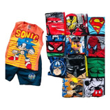 Kit 3 Roupa Infantil Conjunto Estampado Regata E Shorts 2-8