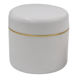 12 Potes Plásticos P/ Creme/pomada 60g Branco Fio Dourado