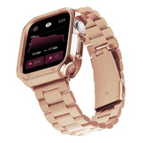 Malla Para Apple Watch Y Funda 42/44/45mm 8/7/se2 Rosa/dor.