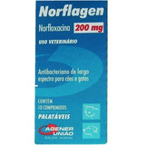 Norflagen 200 Mg Antibacteriano P/ Cães E Gatos - 10 Compri 