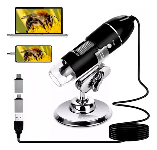 Microscopio Digital 1600x Zoom Optico 3 En1 Usb 8 Leds Hd