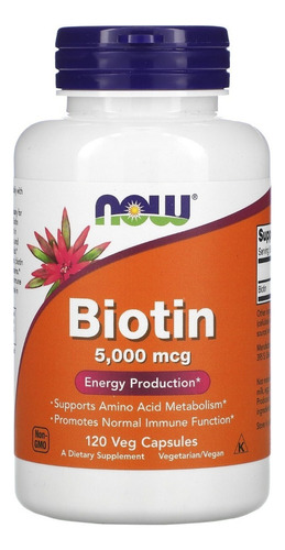 Now Foods Suplemento En Cápsula Biotina En Pote De 60g 120un