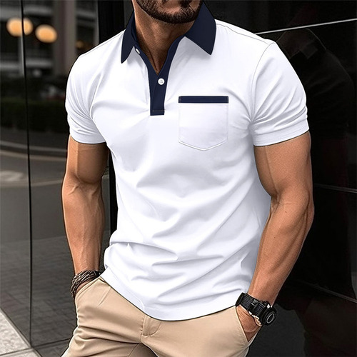 Hombre Slim Fit Manga Corta Hombre Camiseta Polo