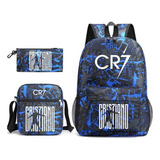 3piezas Mochilas De Cristiano Ronaldo 7 2023 New Black Favorito Precio Anterior: 508 Pesos Con 80 Centavos $ 508 , 80