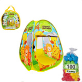 Casinha Cabana Infantil Floresta Divertida + 100 Bolinhas