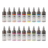 Kit De Tinta De Tatuaje 18 Colores Vibrantes Ouo 18 Pzs 15ml