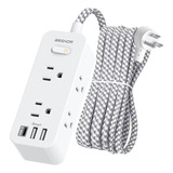 Enchufe Inteligente Marca Beshon/6 Tomas/3 Usb/blanco/10 Ft