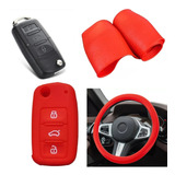 Cubre Volante + Funda Llave Silicona - Vw Golf Gli - Rojo