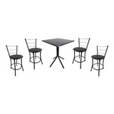 Kit 1 Mesa Bistrô Baixa 80 Cm Quadrada E 4 Banquetas Romanas