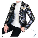 Blazer Trajes Saco Moda Para Hombres Estampado Flores [u [u]