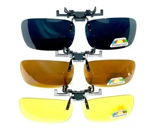 (3 Pz) Clip-on 2 Micas De Sol Polarizadas +1 Visión Nocturna