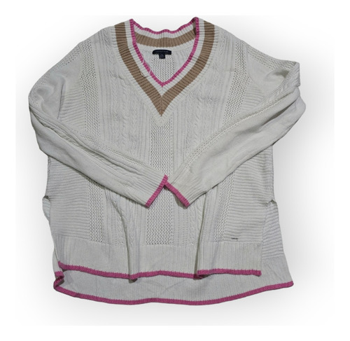 Sueter Tommy Hilfiger De Mujer Extra Grande Blanco/cafe 