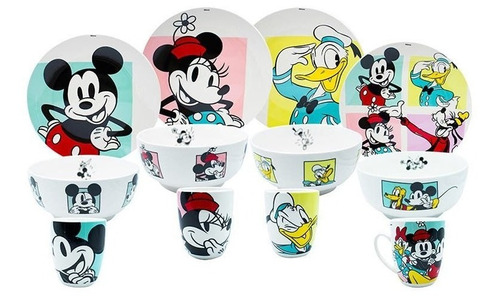 Vajilla Porcelana Disney Mickey Y Sus Amigos 12 Piezas 