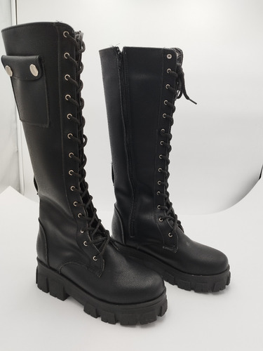 Botas Negras Dama Altas Metaleras Goticas Dark Punk Cierre