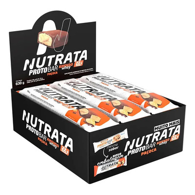 Proto Bar Amendo Whey 70g Display com 9 Unidades Sabor Paçoca Nutrata | Frete grátis