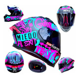 Casco Moto Mujer Biker Ich Orale Negro Fucsia Dot Aleron Fz