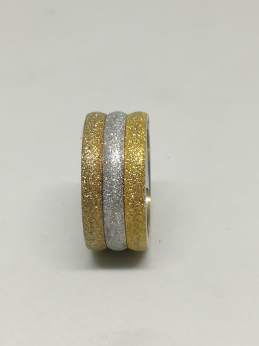 Anillo Acero Diamantado Tricolor Listo Para Regalo