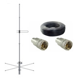 Kit Antena Base Vhf Com Cabo Rg213 E Conectores Macho Uhf