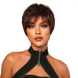 Peruca Wig Lace Curta Castanho Claro Liso Feminino Masculino