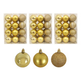 Adorno Navidad 72pz Decoracion Esferas Navideñas 3cm Color Dorado Liso