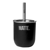 Mate Acero Inoxidable Termico Negro Con Bombilla Plana 150ml