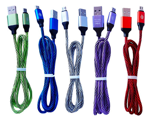 Paquete Con 10 Cables Micro Usb V8 Carga Rapida Colores