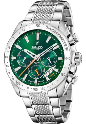 Reloj Festina Chronograph Hombre Acero Verde 100mts F20668.3
