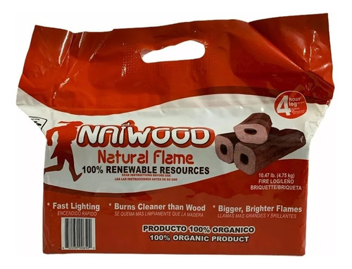 Leña Briquetas Naiwood Ideal Para Hacer Fogatas 4.75 Kg