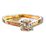 Anillo Compromiso Cintillo Zirconia Blanca - Oro 18k - 2 Grs