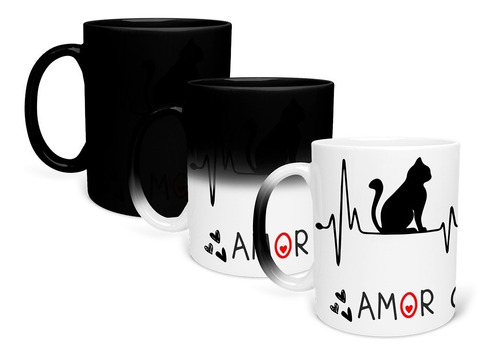 Taza Mágica Sublimada 315 Ml Amor Gatuno Café Té Cerámica