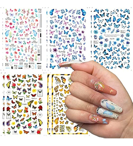 10 Hojas Mariposa Pegatinas De Uñas Autoadhesivo Calcomanias