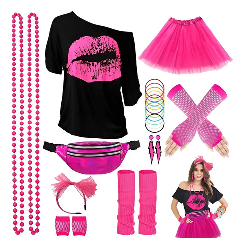 Wpd Disfraces De Los 80s Para Mujer, Sets De Accesorios De