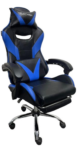 Silla De Escritorio Tribeca Sf2310 Gamer Ergonómica  Negra Y Azul Con Tapizado De Cuero Sintético