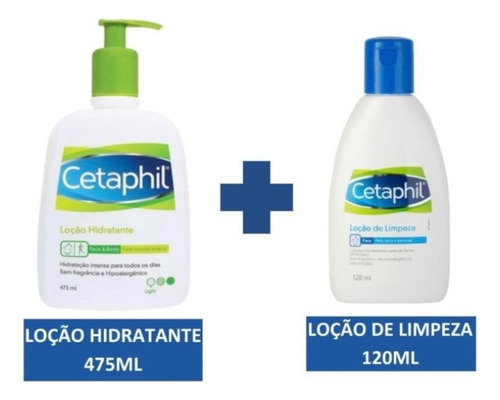  Kit Cetaphil Loção Hidratante 473ml + Loção De Limpeza 120m