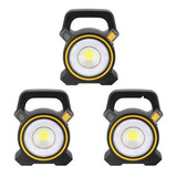 Pack 3 Linterna Foco Led Solar Recargable Para Camping Usb