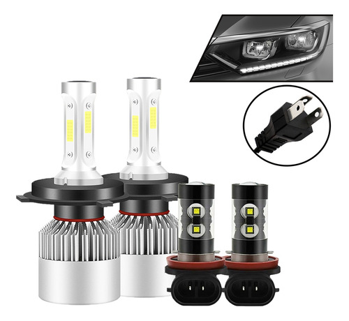 Kit De Focos Led 8000lm Luz Alta/baja/niebla Para Volkswagen