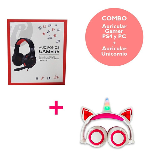 Combo Auricular Unicornio + Gamer Ps4 Y Pc - Zuena