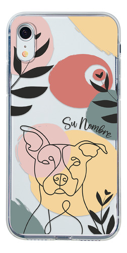 Funda Para iPhone Mujer Perro Pitbull Minimal Su Nombre