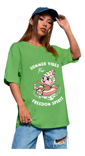 Camiseta Freedom For Summer Vibes Estilosa Oversized Básica