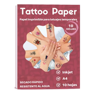 10 Hojas Papel Impresión Tatuajes Temporales Inkjet | Envío gratis
